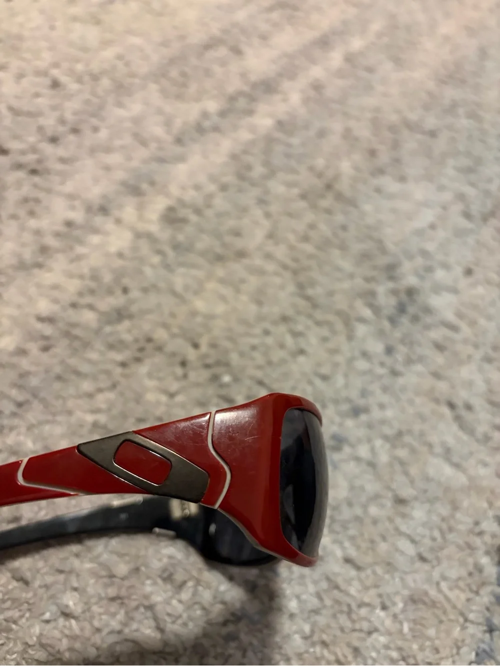 Oakley Sideways Sunglasses Brick Red White Trim Grey Lens 03-510 Case Bag
